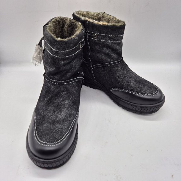 OTBT Women's Snow Boots Size 6 M Black Fanfare Reversible Spikes Leather Textil - Picture 3 of 12